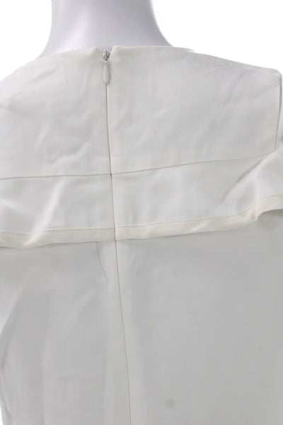 ALC Women Shift Dress White Long Sleeve Round Neck Zip Size 4