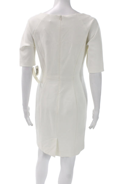 Shoshanna Womens Ivory Sheath Dress Boatneck Half Sleeve Short Zip Back Size 4