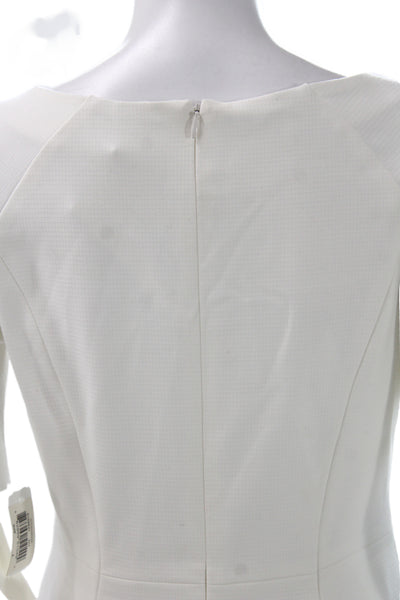 Shoshanna Womens Ivory Sheath Dress Boatneck Half Sleeve Short Zip Back Size 4