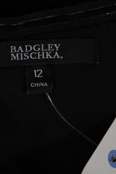 Badgley Mischka Women A-Line Long Black Sweetheart Sleeveless Dress Size 12