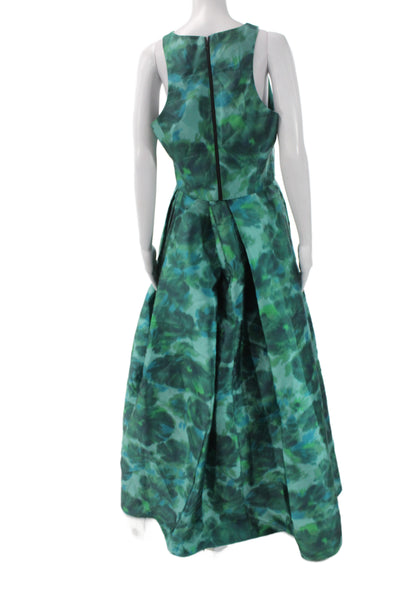 Sachin & Babi Women A-Line Floral Sleeveless Zip Top Set Green Size 10