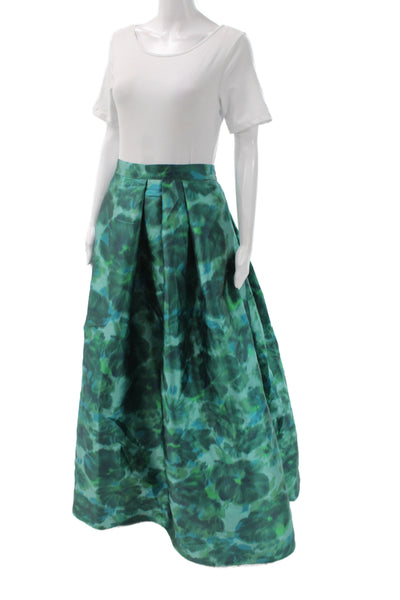 Sachin & Babi Women A-Line Floral Sleeveless Zip Top Set Green Size 10