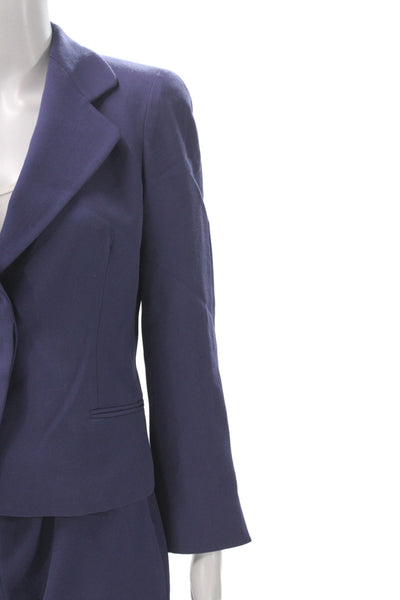 Armani Collezioni Womens Wool Blend Pant Suit Navy Blue Size 4 6