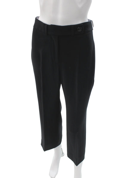 Armani Collezioni Womens Cropped Black Pants Button Inseam 24 Size 6