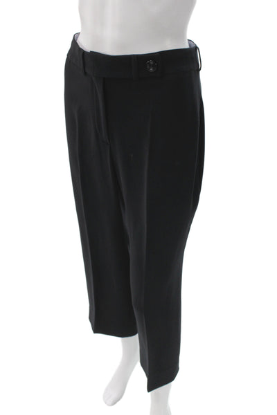 Armani Collezioni Womens Cropped Black Pants Button Inseam 24 Size 6