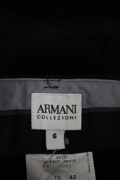 Armani Collezioni Womens Cropped Black Pants Button Inseam 24 Size 6