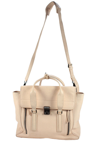 3.1 Phillip Lim Womens Leather Buckle Closure Messenger Handbag Light Pink