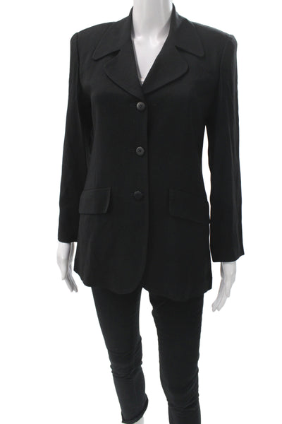 Tamotsu Womens Rayon Button Up Blazer Black Size P