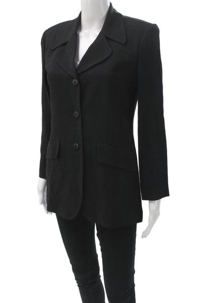 Tamotsu Womens Rayon Button Up Blazer Black Size P