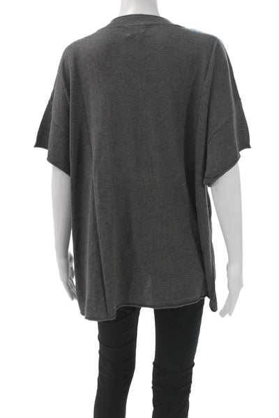 Shae Womens Pullover V-Neck Short Sleeve Gray Silk Sweater Size S