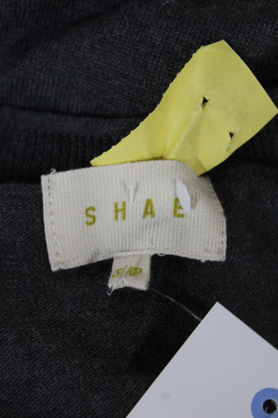 Shae Womens Pullover V-Neck Short Sleeve Gray Silk Sweater Size S