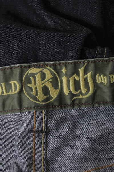 Rich & Skinny Men Straight Jeans Blue Cotton Button Fly Size 30