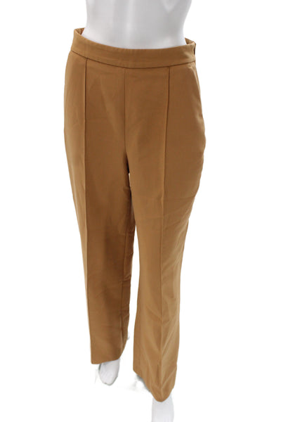 Zara Womens Dress Pants Brown Polyester Minimalist Zip Size M