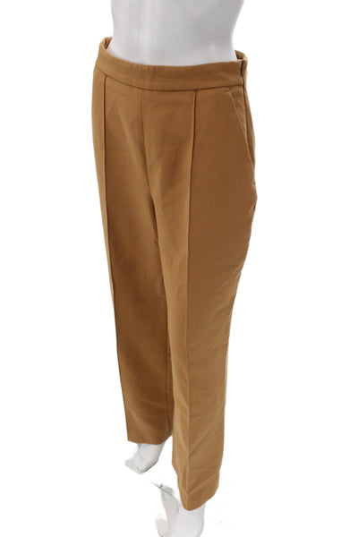 Zara Womens Dress Pants Brown Polyester Minimalist Zip Size M