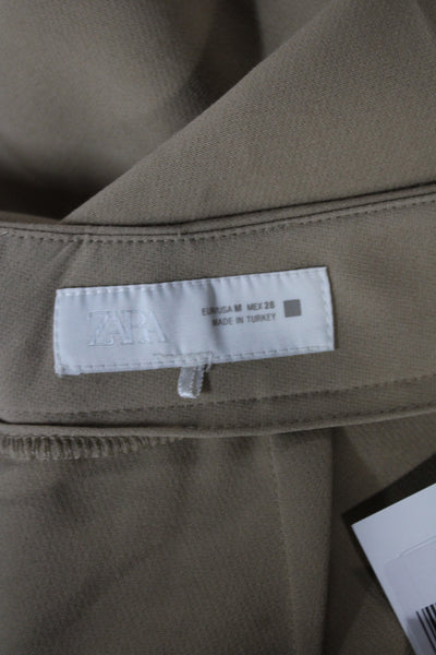 Zara Womens Cropped Beige Polyester Pants Size M