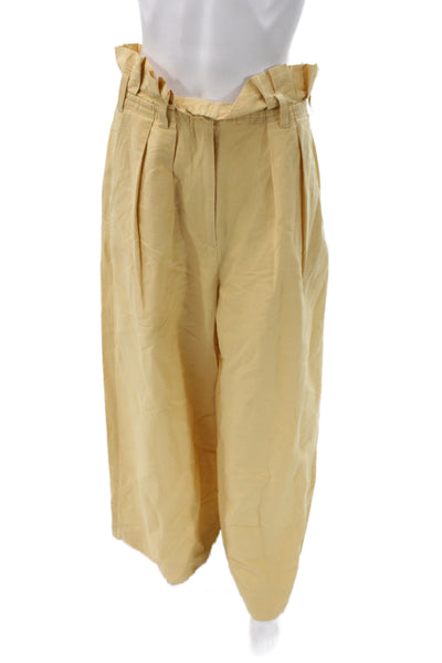 Ulla Johnson Women Yellow Paperbag Pants Button Size 8