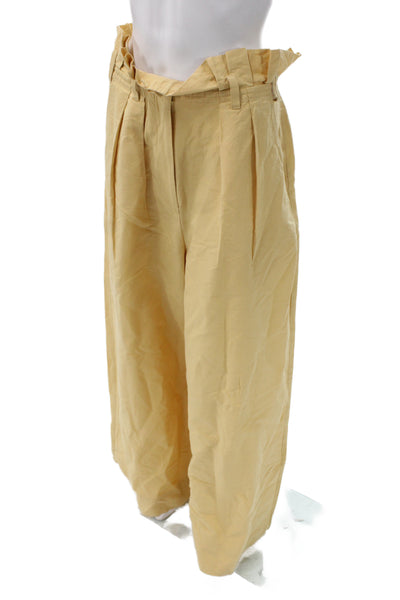 Ulla Johnson Women Yellow Paperbag Pants Button Size 8