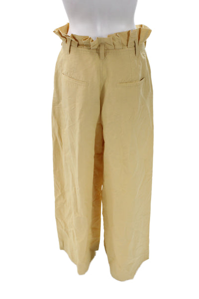 Ulla Johnson Women Yellow Paperbag Pants Button Size 8