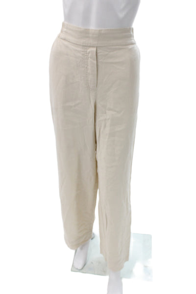 Zara Womens Dress Pants Beige Linen Blend Pull On Size M