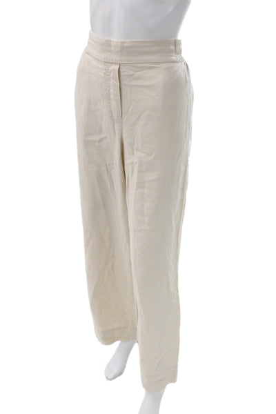 Zara Womens Dress Pants Beige Linen Blend Pull On Size M