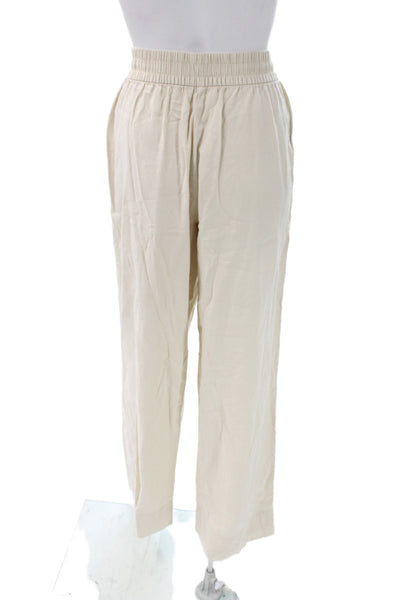 Zara Womens Dress Pants Beige Linen Blend Pull On Size M