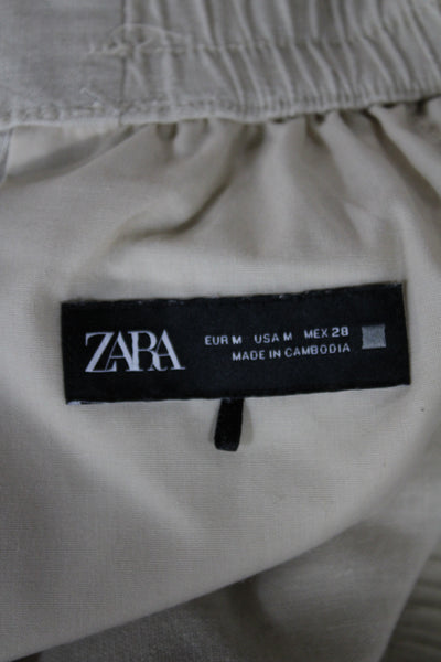 Zara Womens Dress Pants Beige Linen Blend Pull On Size M