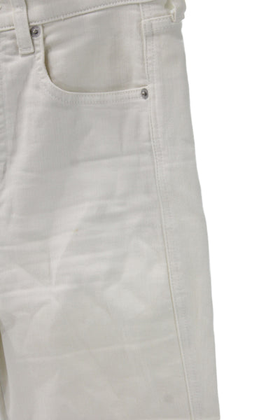 Veronica Beard Women Cropped White Mid Rise Jeans Cotton Button Size 28