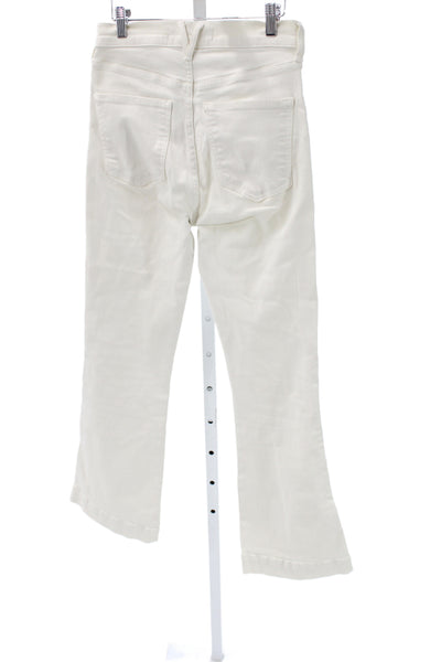 Veronica Beard Women Cropped White Mid Rise Jeans Cotton Button Size 28