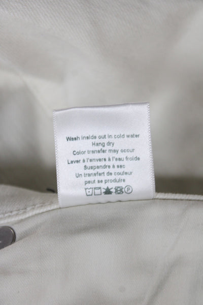 Veronica Beard Women Cropped White Mid Rise Jeans Cotton Button Size 28