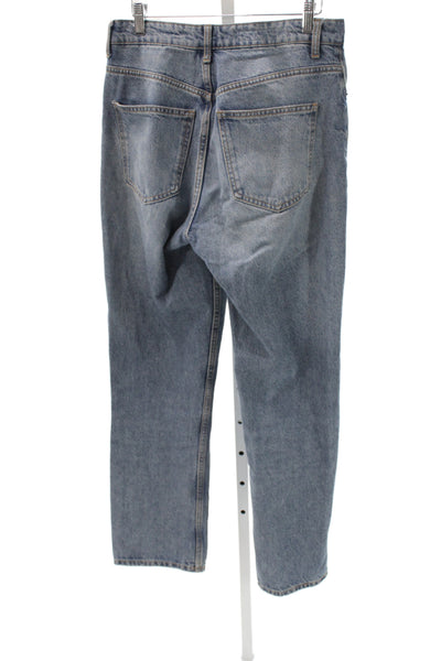 Zara Women Blue Straight High Rise Jeans Button Fly Size 6