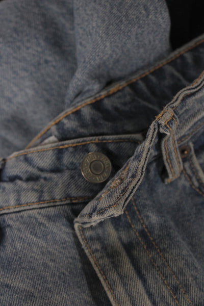 Zara Women Blue Straight High Rise Jeans Button Fly Size 6