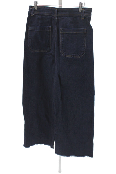 Zara Womens Wide-Leg High Rise Blue Cotton Jeans Size 6