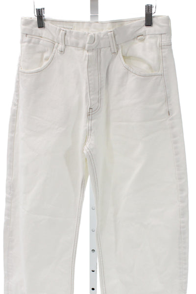 Zara Womens Wide-Leg Jeans White High Rise Denim Size 38