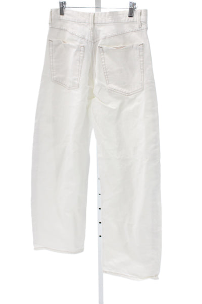 Zara Womens Wide-Leg Jeans White High Rise Denim Size 38