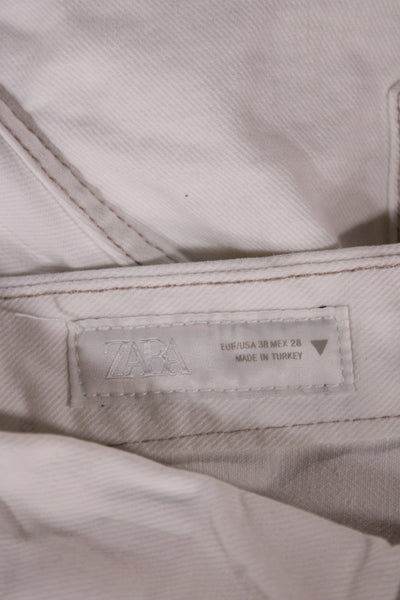 Zara Womens Wide-Leg Jeans White High Rise Denim Size 38