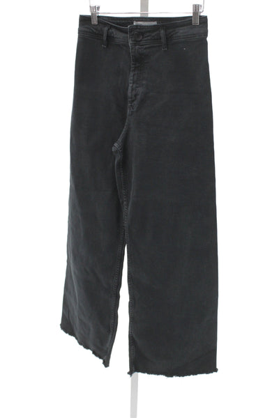 Zara Womens Black Wide Leg Jeans High Rise Cotton Size 6