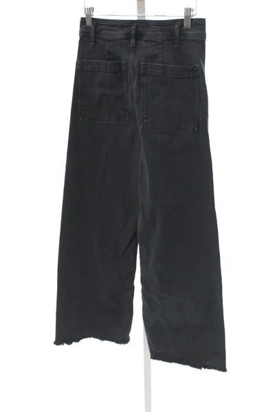 Zara Womens Black Wide Leg Jeans High Rise Cotton Size 6