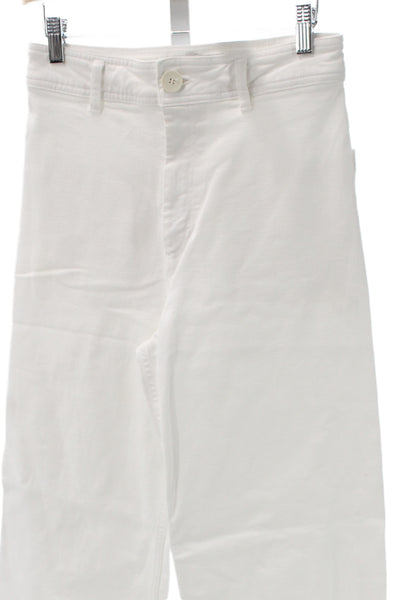 Zara Women White High Rise Straight Jeans Cotton Blend Size 6