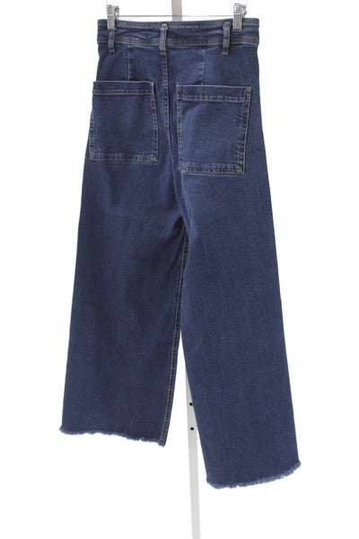 Zara Womens Wide Leg Jeans Blue High Rise Cotton Size 6