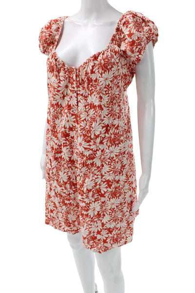 Madewell Women Mini Floral Linen Scoop Neck Knee Length Dress Size 14