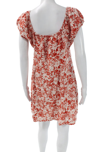 Madewell Women Mini Floral Linen Scoop Neck Knee Length Dress Size 14