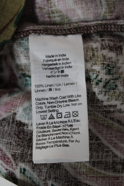 Madewell Women Shift Dress Brown Floral Linen Sleeveless Square Neck Size 16