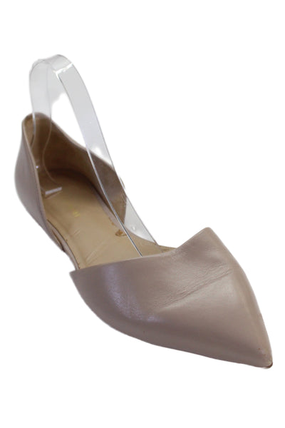 Saks Fifth Avenue Womens Leather Pointed Toe D'Orsay Flats Beige Size 9 Medium