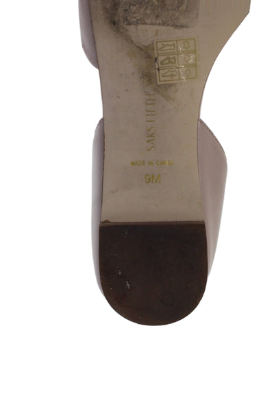 Saks Fifth Avenue Womens Leather Pointed Toe D'Orsay Flats Beige Size 9 Medium