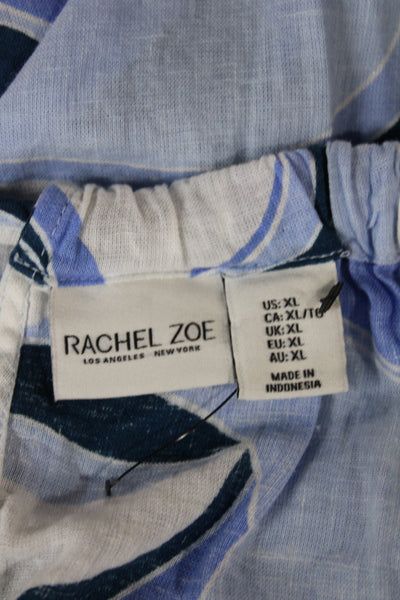 Rachel Zoe Womens Blue Geometric Halter Shift Dress Sleeveless Linen Size XL
