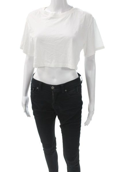 Lululemon Women Basic Cotton Short Sleeve Crew Neck T-Shirt White Size 6
