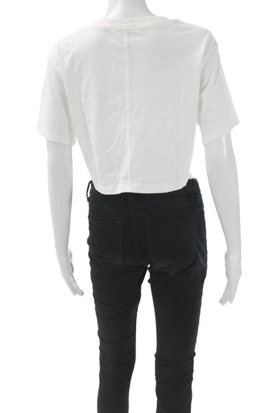Lululemon Women Basic Cotton Short Sleeve Crew Neck T-Shirt White Size 6