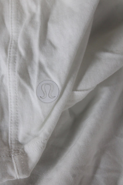 Lululemon Women Basic Cotton Short Sleeve Crew Neck T-Shirt White Size 6