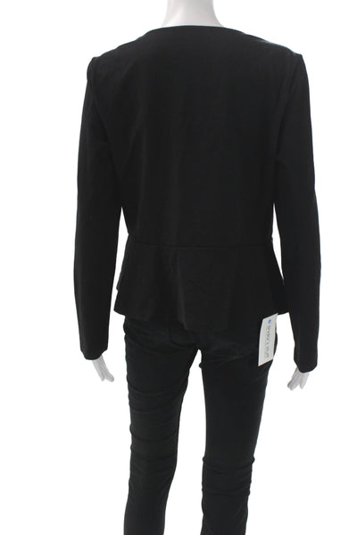 BCBG Max Azria Womens Black Rayon Square Neck Long Sleeve Basic Blouse Size XL