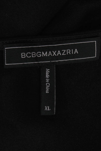 BCBG Max Azria Womens Black Rayon Square Neck Long Sleeve Basic Blouse Size XL